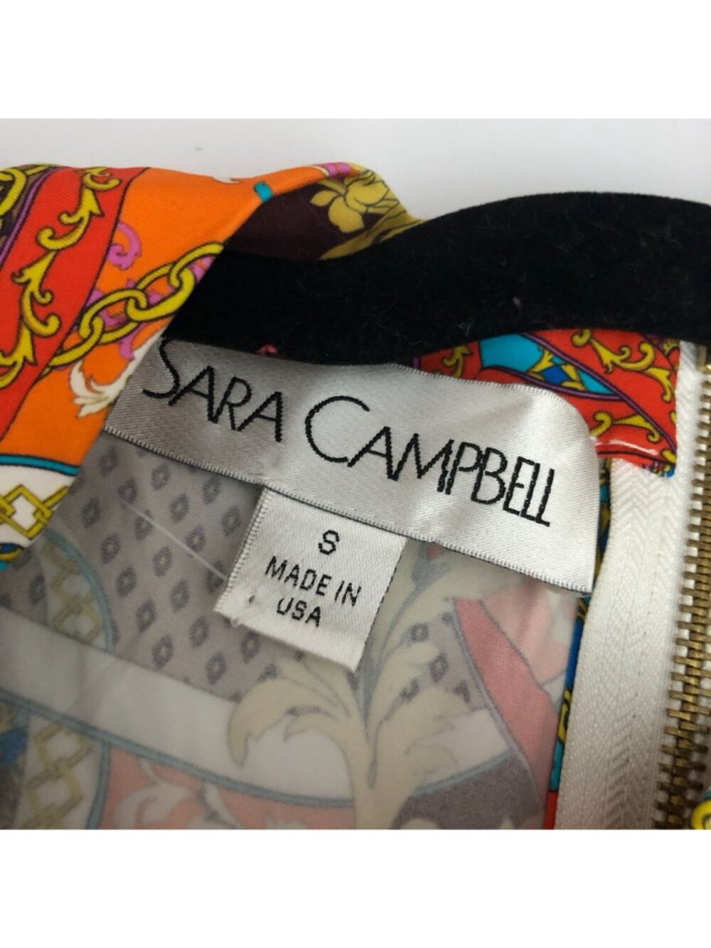 Sara Campbell Womens Sleeveless Multicolor Baroque Print Top With Back Zipper S - Picture 3 of 5